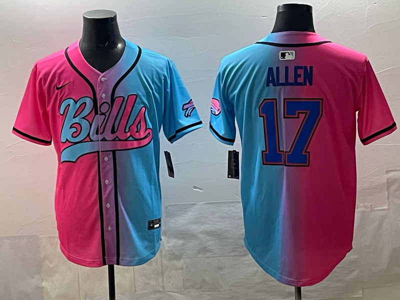 Men’s Buffalo Bills Josh Allen #17 Pink/Blue Jersey