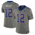 Mens Buffalo Bills Retired Player #12 Jim Kelly Nike Gray Nickel City Vapor F.U.S.E. Limited Jersey