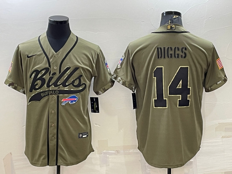 Men’s Buffalo Bills Stefon Diggs #14 Olive 2022 Salute To Service Limited Jersey Joint Edition
