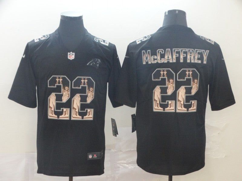 Men’s Carolina Panthers #22 Christian McCaffrey Black Authentic Jersey