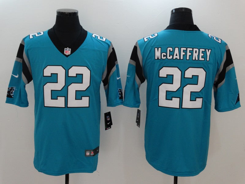 Men’s Carolina Panthers #22 Christian McCaffrey Blue Nike Vapor Untouchable Limited Jersey