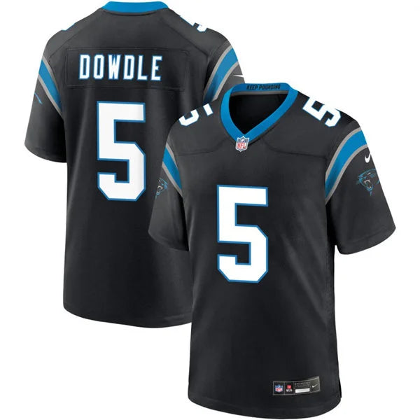 Mens Carolina Panthers #5 Rico Dowdle Nike Black Vapor F.U.S.E. Limited Jersey