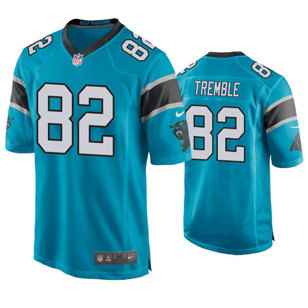 Mens Carolina Panthers #82 Tommy Tremble Nike Blue Vapor Untouchable Limited Jersey