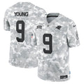 Men’s Carolina Panthers Bryce Young #9 Arctic Camo 2024 Salute to Service Limited Jersey
