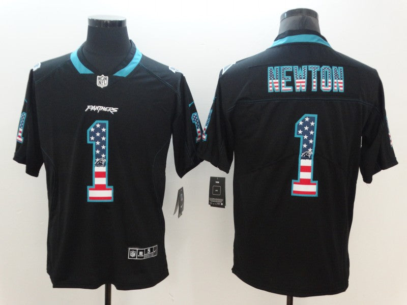 Men’s Carolina Panthers Cam Newton #1 Black Authentic Jersey