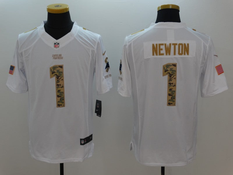 Men’s Carolina Panthers Cam Newton #1 White Jersey