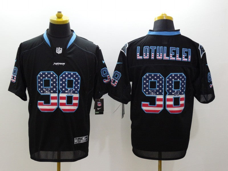 Men’s Carolina Panthers Star Lotulelei #98 Black Jersey