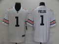 Men’s Chicago Bears #1 Justin Fields Nike White 100th Season Alternate Classic Limited Jersey