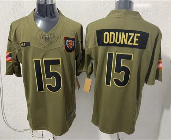 Men’s Chicago Bears #15 Rome Odunze Nike 2025 Salute to Service Limited Jersey – Olive