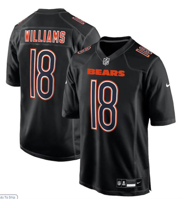 Mens Chicago Bears #18 Caleb Williams Nike Carbon Black Fashion Jersey – Carbon Black