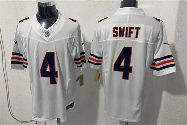 Mens Chicago Bears #4 D’Andre Swift Nike White Vapor Untouchable Limited Jersey