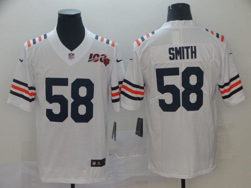 Men’s Chicago Bears #58 Roquan Smith Nike White 100th Season Alternate Classic Limited Jersey