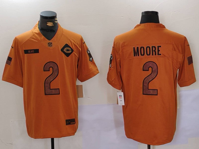 Men’s Chicago Bears D.J. Moore #2 Brown 2023 Salute To Service Limited Jersey