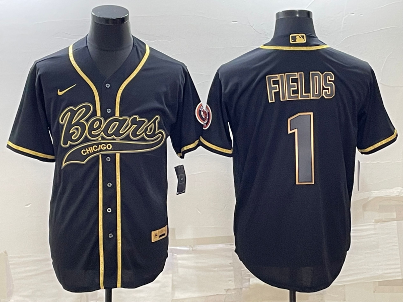 Men’s Chicago Bears Justin Fields #1 Black Jersey Joint Edition