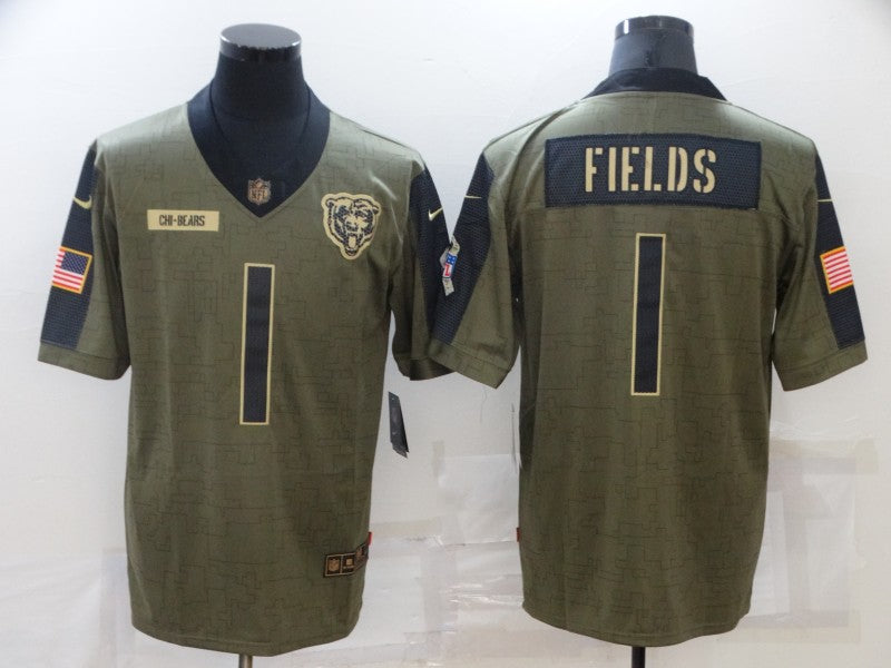 Men’s Chicago Bears Justin Fields #1 Brown Jersey