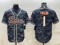 Men’s Chicago Bears Justin Fields #1 Grey Camouflage Jersey Joint Edition