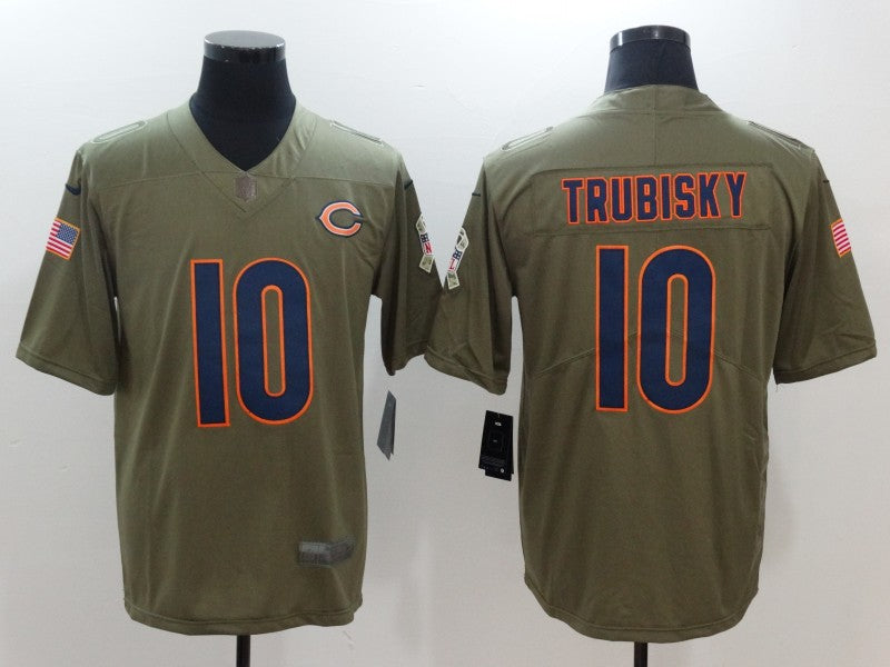 Men’s Chicago Bears Mitch Trubisky #10 Army Green Jersey