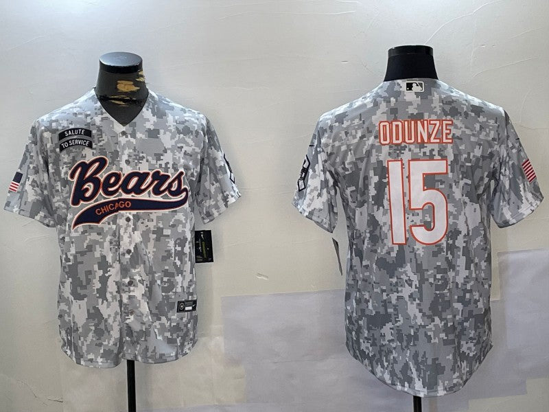 Men’s Chicago Bears Rome Odunze #15 Arctic Camo 2024 Salute to Service Jersey
