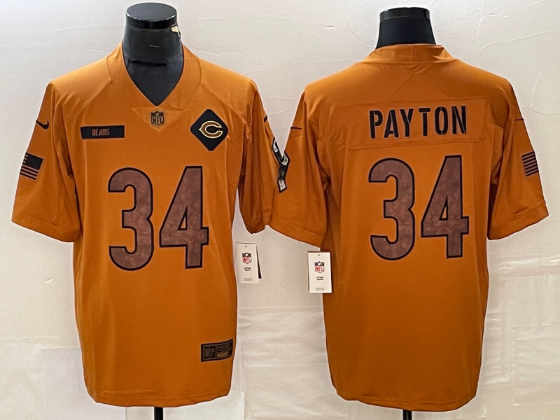 Men’s Chicago Bears Walter Payton #34 Brown 2023 Salute To Service Retired Limited Jersey
