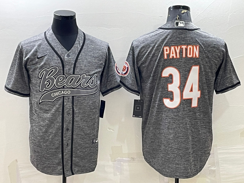 Men’s Chicago Bears Walter Payton #34 Gray Jersey Joint Edition