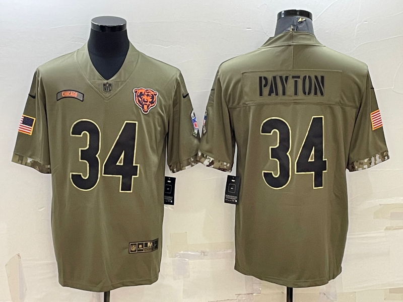 Men’s Chicago Bears Walter Payton #34 Olive 2022 Salute To Service Limited Jersey