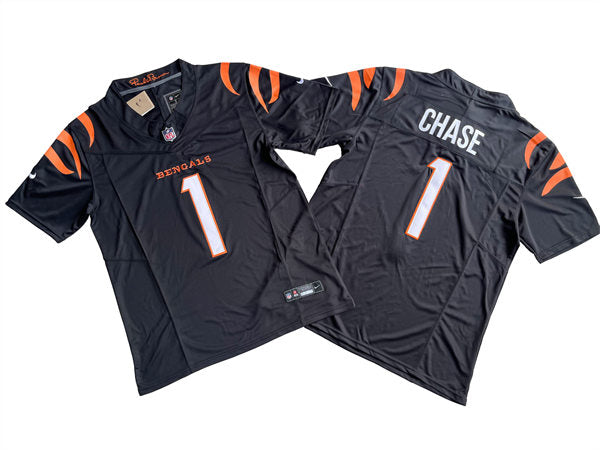 Men’s Cincinnati Bengals #1 Ja’Marr Chase Nike Black 2023 F.U.S.E. Vapor Limited Jersey