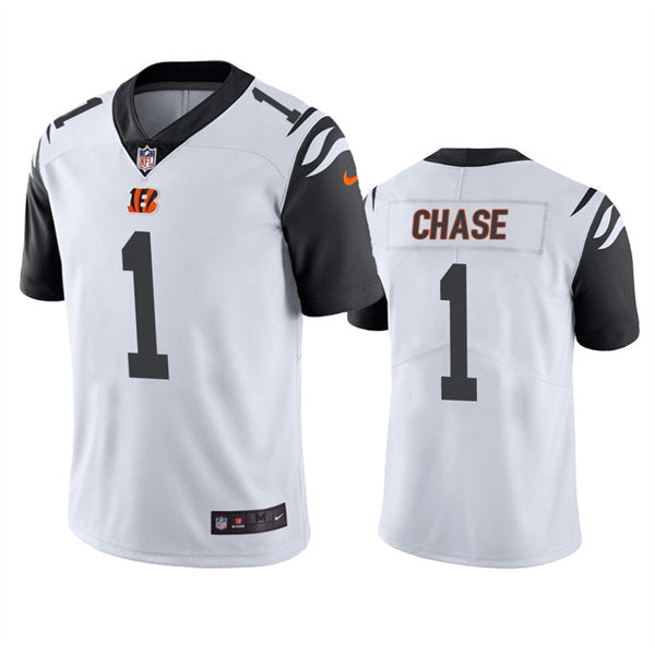 Men’s Cincinnati Bengals #1 Ja’Marr Chase Nike White Color Rush Limited Jersey