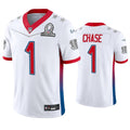 Men’s Cincinnati Bengals #1 Ja’Marr Chase White 2022 AFC Pro Bowl Game Jersey