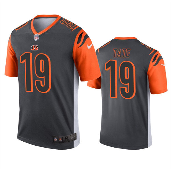 Men’s Cincinnati Bengals #19 Auden Tate Nike Anthracite Inverted Legend Jersey