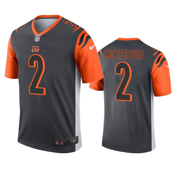 Men’s Cincinnati Bengals #2 Evan McPherson Nike Anthracite Inverted Legend Jersey