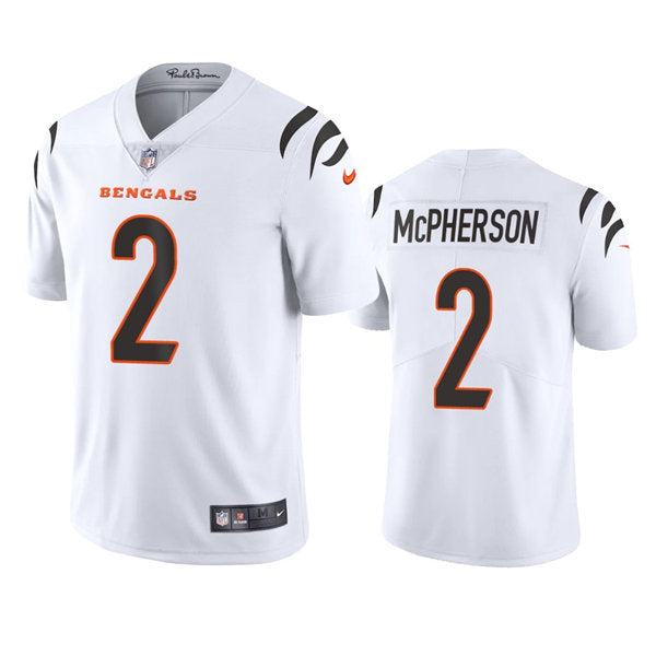 Men’s Cincinnati Bengals #2 Evan McPherson Nike White Away Vapor Limited Jersey