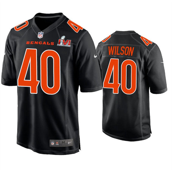 Men’s Cincinnati Bengals #40 Brandon Wilson Nike Black Super Bowl LVI Bound Game Fashion Jersey