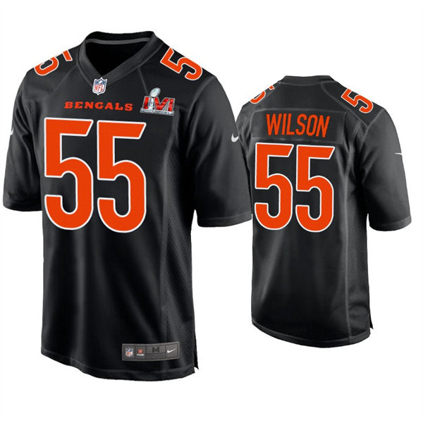 Men’s Cincinnati Bengals #55 Logan Wilson Nike Black Super Bowl LVI Bound Game Fashion Jersey