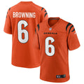 Men’s Cincinnati Bengals #6 Jake Browning Orange Alternate Vapor Limited Player Jersey