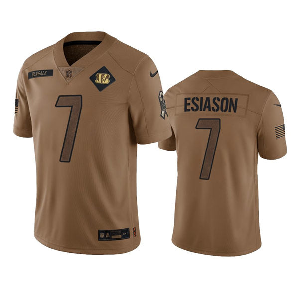 Men’s Cincinnati Bengals #7 Boomer Esiason Brown 2023 Salute To Service Limited Jersey