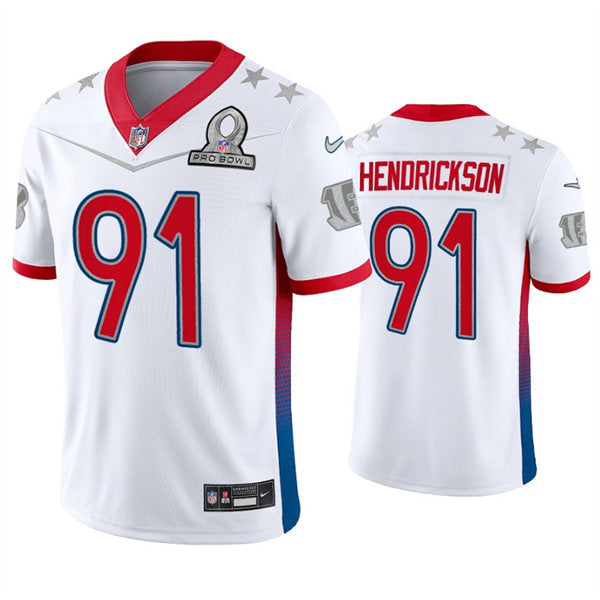 Men’s Cincinnati Bengals #91 Trey Hendrickson White 2022 AFC Pro Bowl Game Jersey
