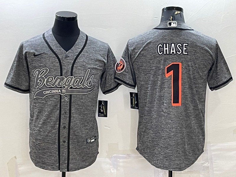 Men’s Cincinnati Bengals Ja’Marr Chase #1 Grey Jersey