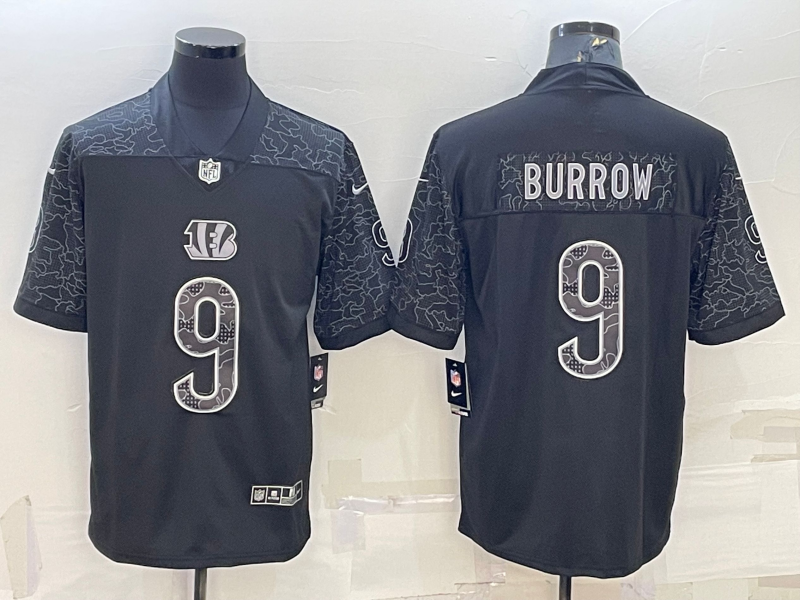 Men’s Cincinnati Bengals Joe Burrow #9 Black RFLCTV Limited Jersey