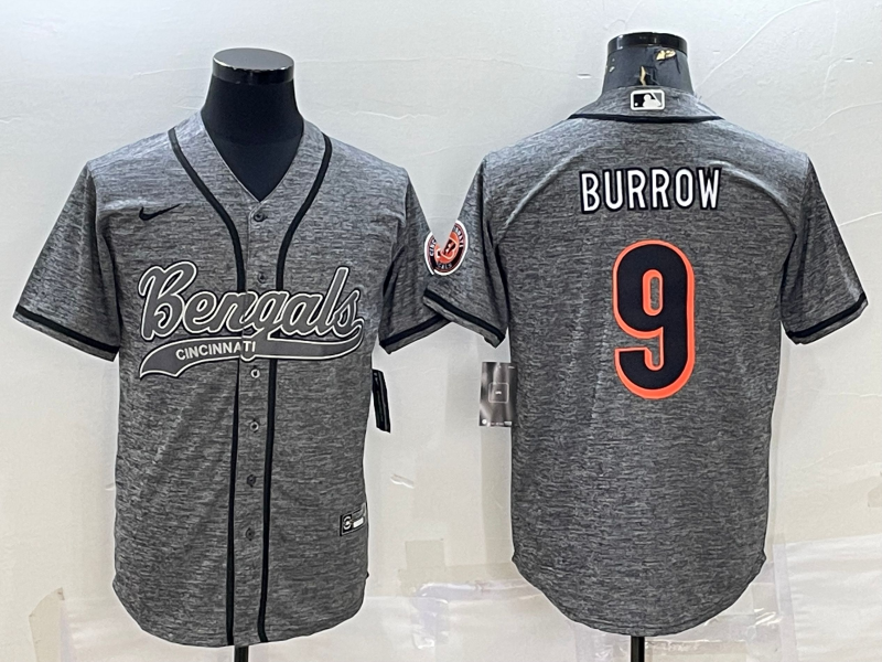 Men’s Cincinnati Bengals Joe Burrow #9 Grey Jersey