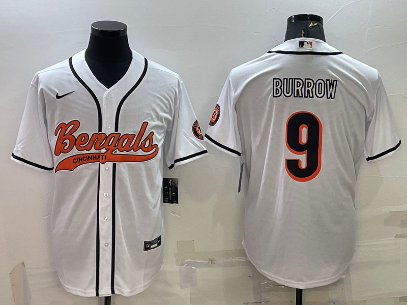 Men’s Cincinnati Bengals Joe Burrow #9 White Jersey
