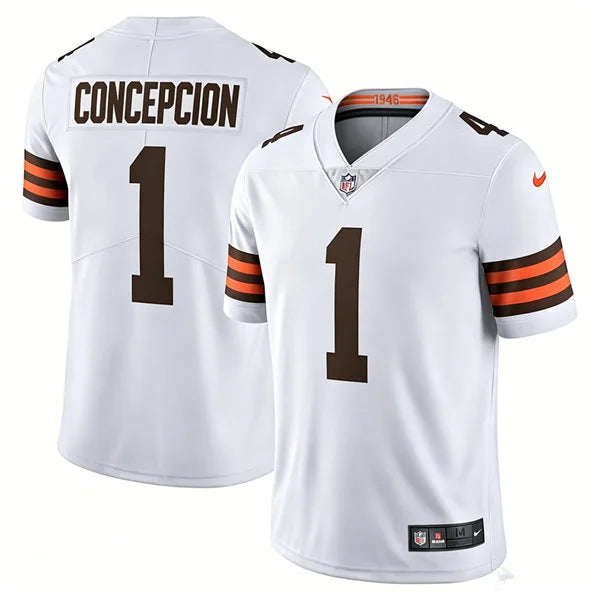 Mens Cleveland Browns #1 KC Concepcion Nike White Away Vapor F.U.S.E. Limited Jersey