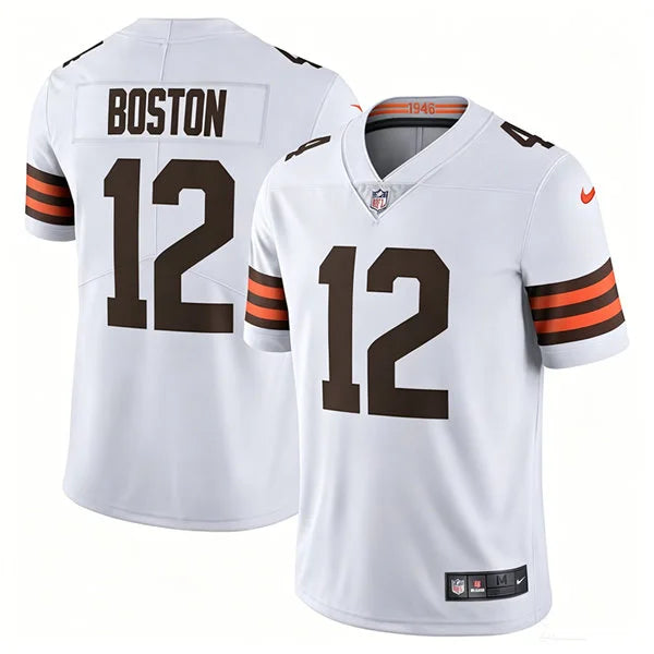 Mens Cleveland Browns #12 Denzel Boston Nike White Away Vapor F.U.S.E. Limited Jersey
