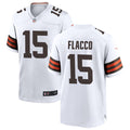 Mens Cleveland Browns #15 Joe Flacco Nike White Away Vapor F.U.S.E. Limited Jersey
