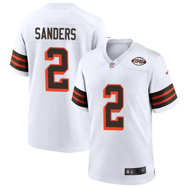 Mens Cleveland Browns #2 Shedeur Sanders Nike White 1946 Collection 75th Anniversary Limited Jersey