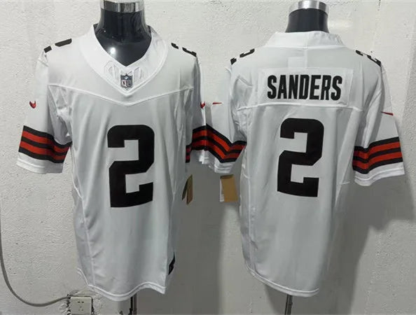 Mens Cleveland Browns #2 Shedeur Sanders Nike White Away Vapor F.U.S.E. Limited Jersey