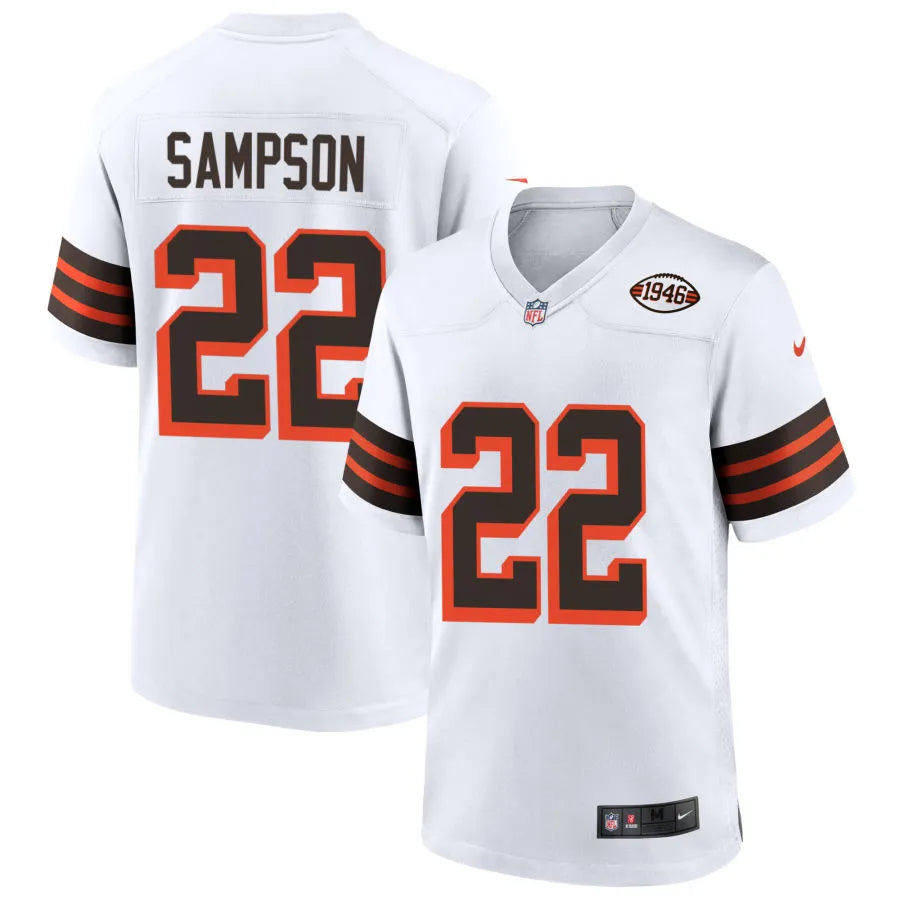 Mens Cleveland Browns #22 Dylan Sampson Nike White 1946 Collection 75th Anniversary Limited Jersey