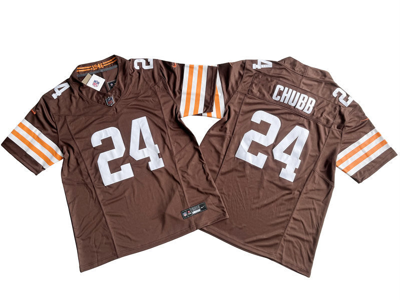 Men’s Cleveland Browns #24 Nick Chubb Nike Brown L2023 F.U.S.E. Vapor Limited Jersey