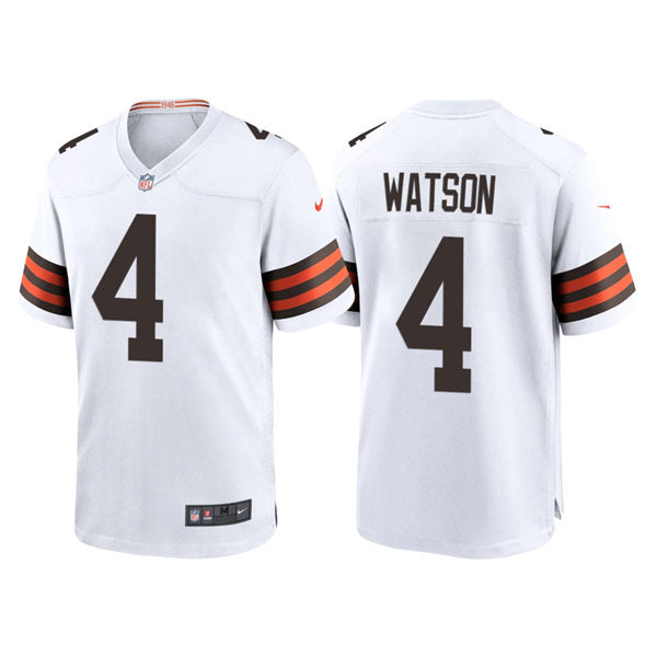 Men’s Cleveland Browns #4 Deshaun Watson Nike White Away Vapor Limited Jersey