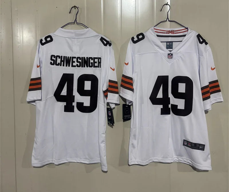 Mens Cleveland Browns #49 Carson Schwesinger Nike White Away Vapor F.U.S.E. Limited Jersey