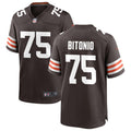 Mens Cleveland Browns #75 Joel Bitonio Nike Brown Home Vapor Limited Jersey